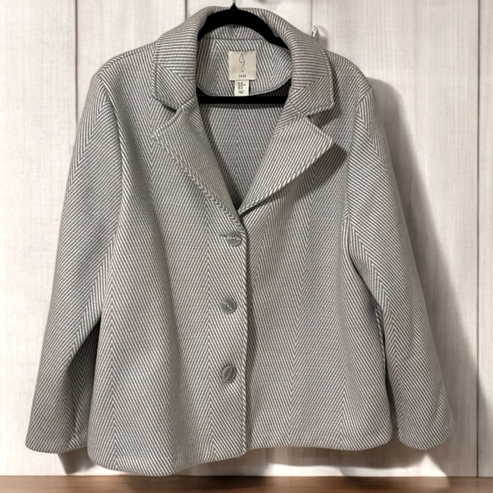 NWOT Joie wool blend gray and white women’s pea coat sz XL